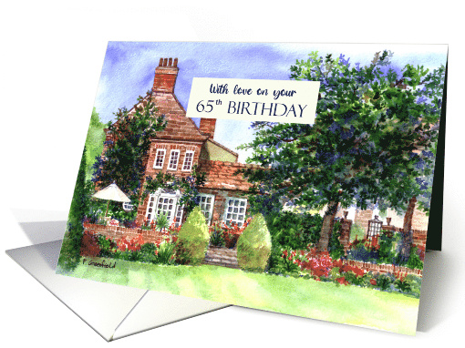 For 65th Birthday The Manor House York Garden Watercolor Painting card