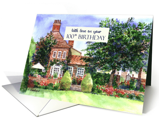 For 100th Birthday The Manor House York Garden Watercolor... (1772522)