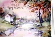 From All of Us Happy Retirement Arched Bridge Watercolor Painting card