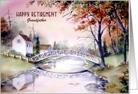 For Grandfather on Retirement Arched Bridge Watercolor Autumn Painting card