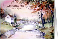 Congratulations From All of Us Arched Bridge Watercolor Painting card
