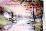 To A Couple on Wedding Anniversary Arched Bridge Maine Painting card