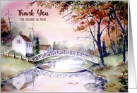 Thank You for Helping Us Move Arched Bridge Maine Landscape Painting card
