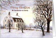 For Mr Sanderson & Family on Christmas Winter in New England Painting card