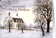 From Across the Miles on Christmas Winter in New England Painting card