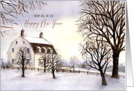 From All of Us on New Year Winter in New England Watercolor Painting card