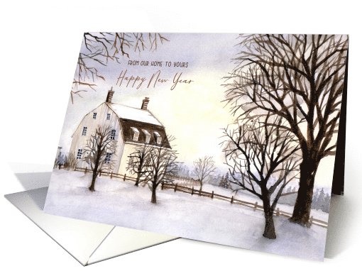 From Our Home to Yours on New Year Winter in New England Painting card
