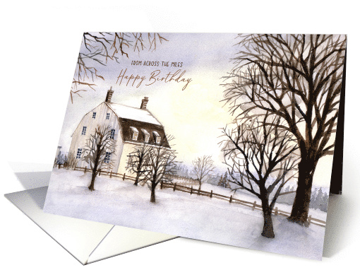 From Across the Miles on Birthday Winter in New England Painting card