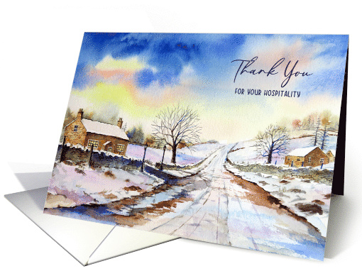 Thank You for Your Hospitality Wintery Lane Landscape Painting card