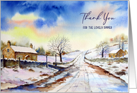Thank You for The Lovely Dinner Wintery Lane Landscape Painting card