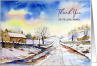 Thank You for The Lovely Brunch Wintery Lane Landscape Painting card