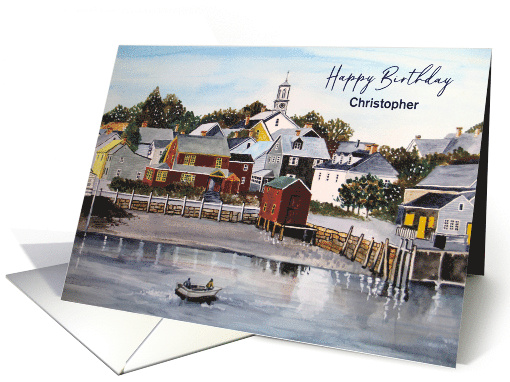 For Christopher on Birthday Custom Portsmouth Harbor Painting card