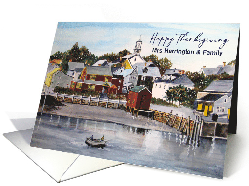 For Mrs Harrington on Thanksgiving Portsmouth Harbor Painting card