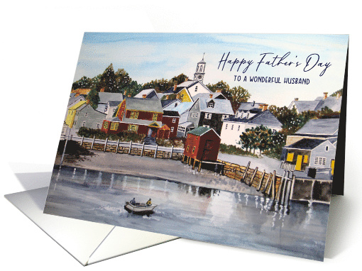 For Husband on Father's Day Portsmouth Harbor Landscape Painting card
