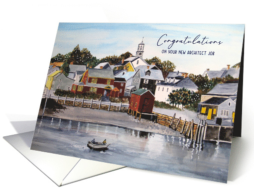 Congratulations on New Architect Job Portsmouth Harbor Painting card