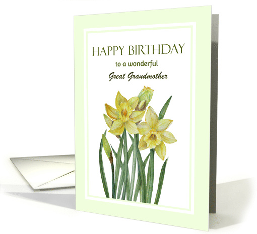 For Great Grandmother on Birthday Watercolor Daffodils... (1786974)