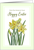 From Our Home to Yours on Easter Watercolor Daffodils Illustration card