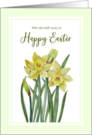 From All of Us on Easter Watercolor Daffodils Floral Illustration card