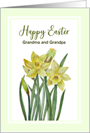 For Grandma and Grandpa on Easter Watercolor Daffodils Illustration card