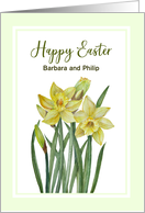 For Barbara and Philip on Easter Custom Watercolor Daffodils Painting card