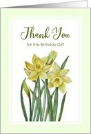Thank You for The Birthday Gift Watercolor Daffodils Floral Painting card