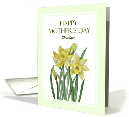 For Penelope on Mother's Day Custom Watercolor Daffodils Painting card