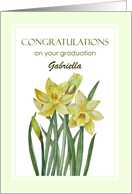 For Gabriella on Graduation Custom Watercolor Daffodils Painting card