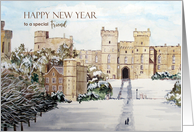 For Friend Happy New Year Windsor Castle England Landscape Painting card