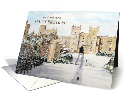 From All of Us on Birthday Windsor Castle England Winter Painting card