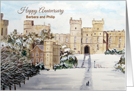 For Barbara and Philip on Anniversary Custom Windsor Castle Painting card
