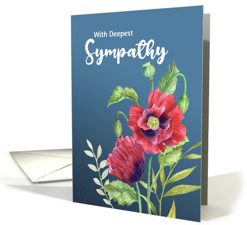 General Sympathy Red Poppies Watercolor Botanical Floral Painting card