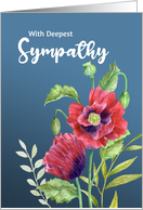General Sympathy Red Poppies Watercolor Botanical Floral Painting card