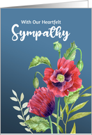 Sympathy From Both of Us Red Poppies Watercolor Flower Painting card