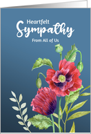 Heartfelt Sympathy from All of Us Red Poppies Watercolor Painting card