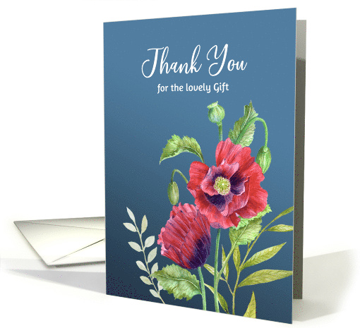 Thank You for The Gift Red Poppies Watercolor Botanical Painting card