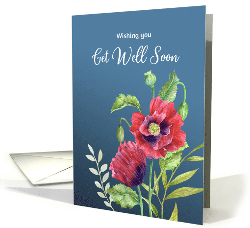 General Get Well Soon Red Poppies Watercolor Botanical... (1795656)