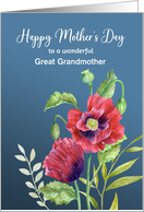 For Great Grandmother on Mother’s Day Red Poppies Watercolor Painting card