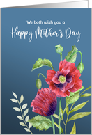 From Both of Us on Mothers Day Red Poppies Watercolor Painting card