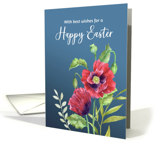 General Happy Easter Wishes Red Poppies Watercolor Flower... (1796394)