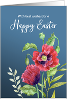 General Happy Easter Wishes Red Poppies Watercolor Flower Painting card