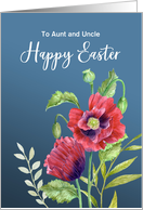 For Aunt and Uncle Happy Easter Red Poppies Watercolor Flower Painting card
