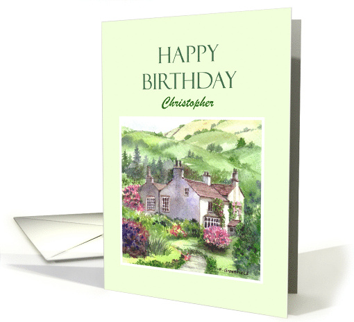 For Christopher on Birthday Rydal Mount Garden Cumbria Painting card