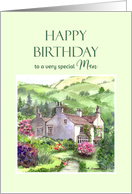 For Him on Birthday Rydal Mount Garden England Watercolor Painting card