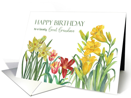 To Great Grandma on Birthday Wishes Spring Flowers... (1815332)