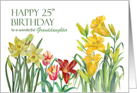 For Granddaughter on 25th Birthday Spring Flowers Watercolor Painting card