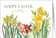 From Both of Us on Easter Wishes Spring Flowers Watercolor Painting card