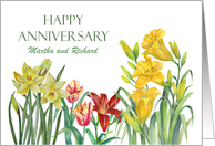 For Martha and Richard on Wedding Anniversary Spring Flowers card