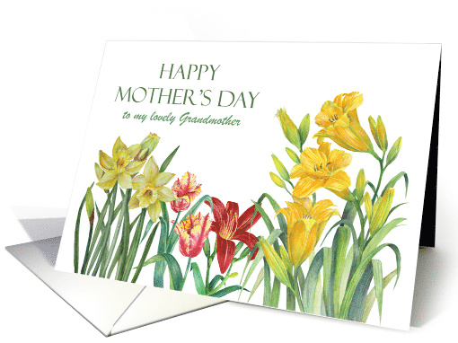 For Grandmother on Mothers Day Custom Spring Flowers Painting card