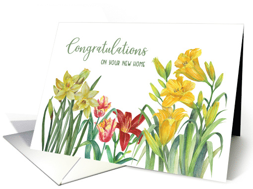 Congratulations on Your New Home Spring Flowers Watercolor card