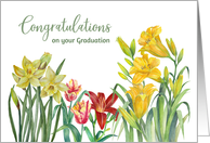 Congratulations on Your Graduation Spring Flowers Watercolor Painting card